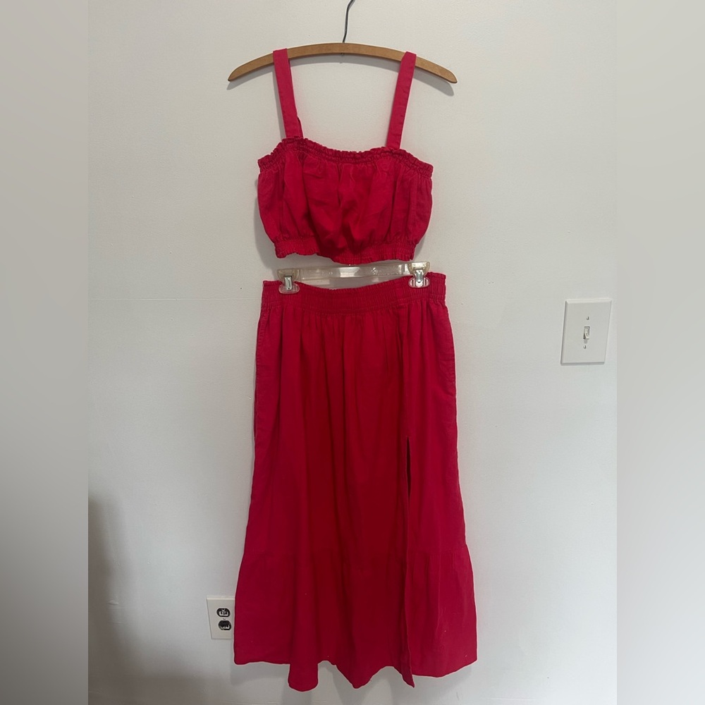 Abercrombie & Fitch Midi Skirt and Top Set - Pink/Red